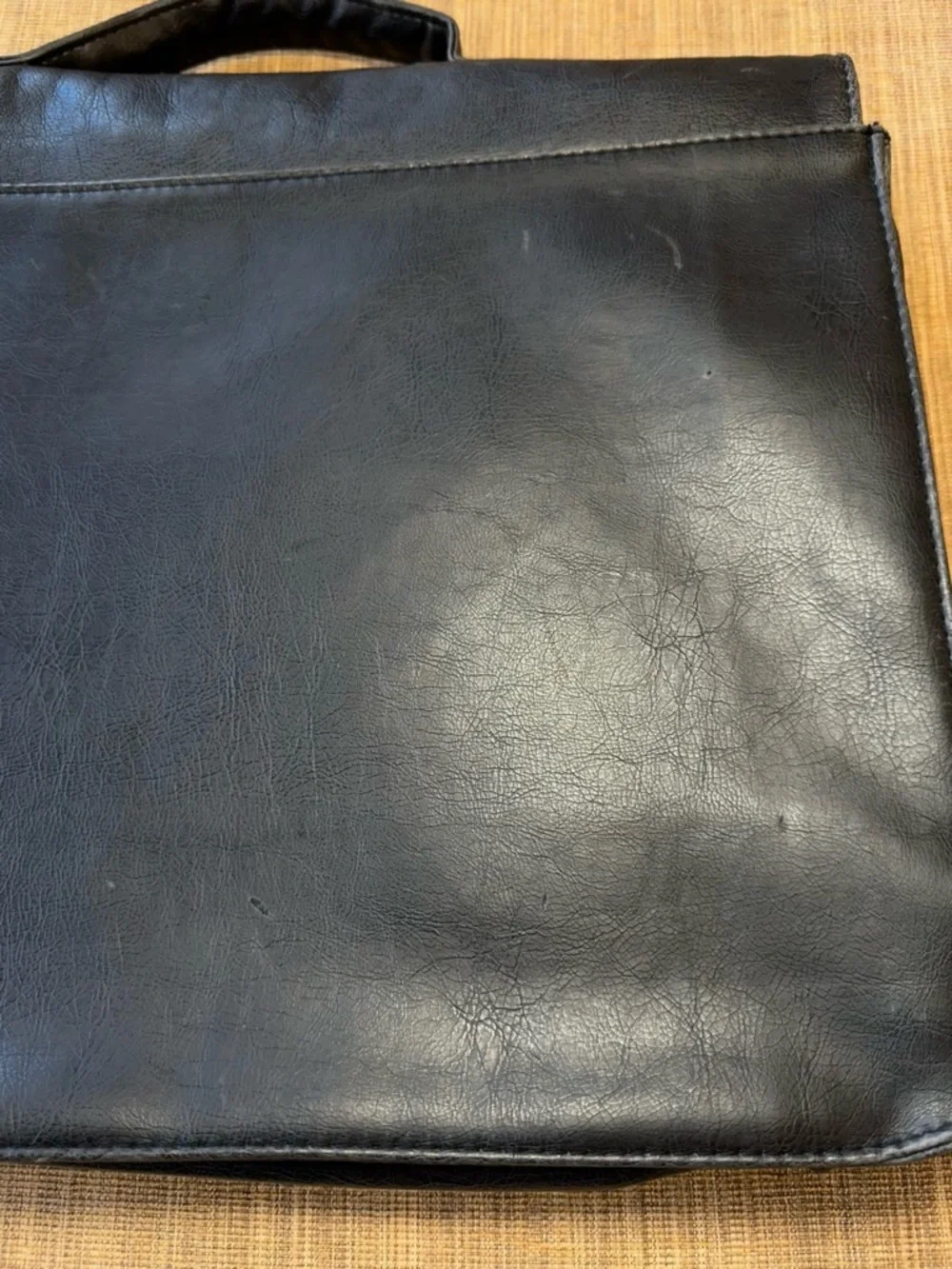 Vintage Rusty Black Leather Messenger Bag Briefcase